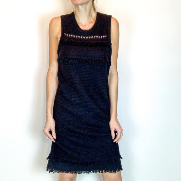 J Crew Beach Dress Black Crochet with Cute Fringe Boho - Picture 2 of 9
